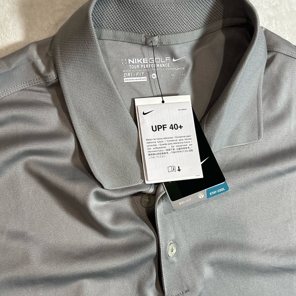 NWT Nike Golf Performance Stretch Cotton UPF 40 Sun Men's Gray Polo Shirt - Picture 3 of 8